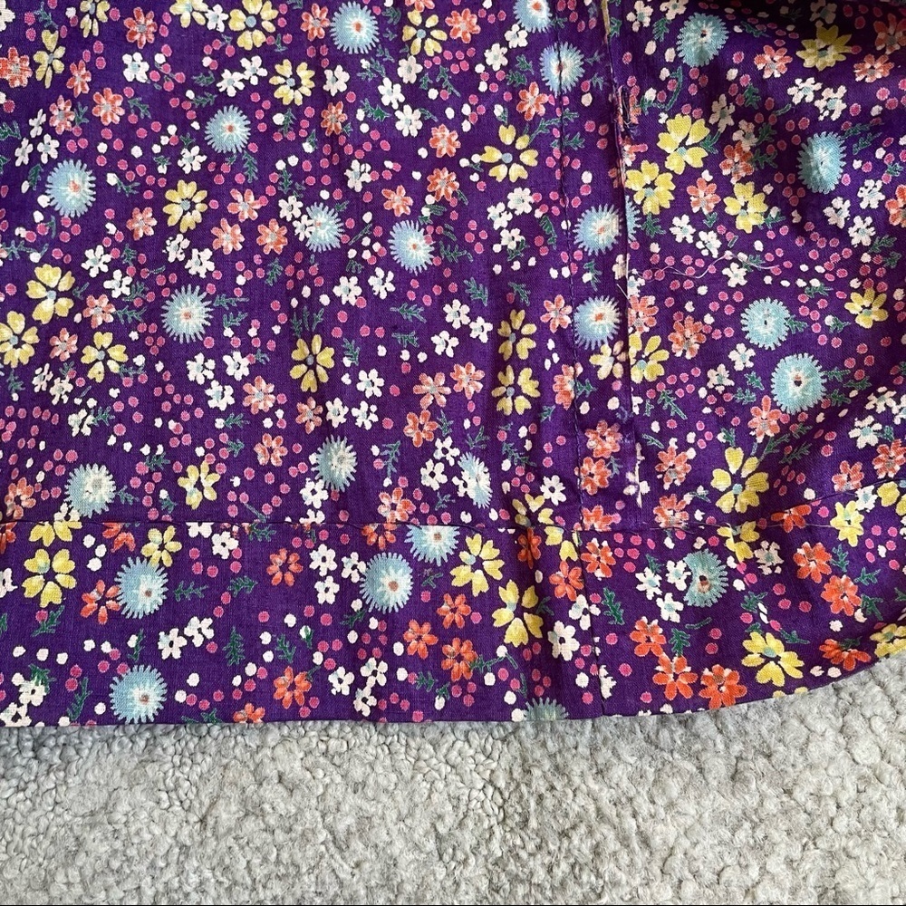 Vintage 1960s/1970s New Morning Designs Purple Floral Cotton Halter Dress 11/12 - Picture 9 of 10